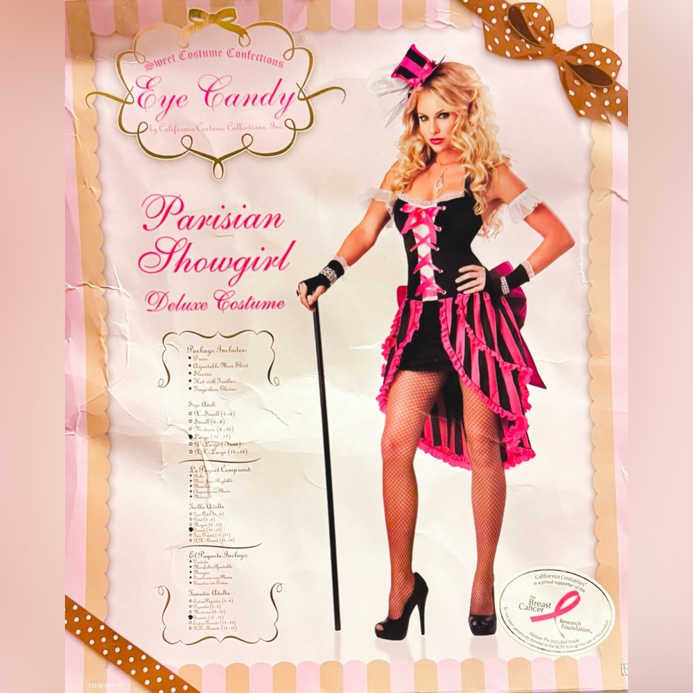 *New* Eye Candy Parisian Showgirl Deluxe Pink and Black Costume